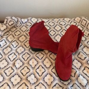 EUC! Red suede booties. Very comfortable!